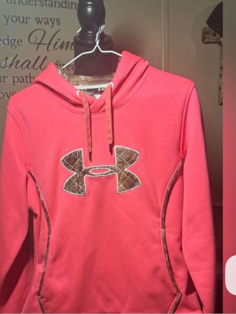 Under Armour Coral Pink Women's Pullover Hoodie with Camo Logo